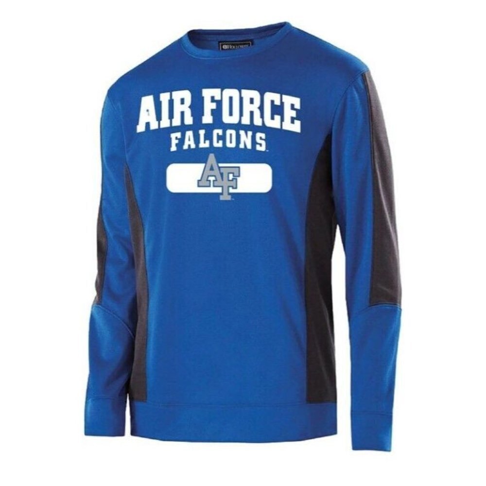HOLLOWAY Mens L Air Force Falcons Artillery Crew Poly Pullover Sweatshirt Blue